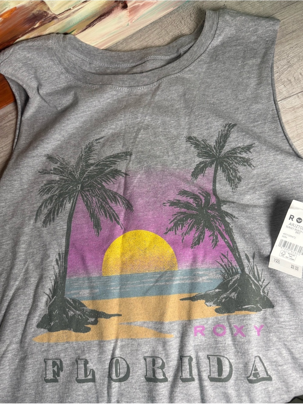 Roxy NWT Florida Sunset Beach Graphic Tank Gray Small